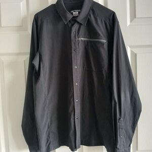 Arcteryx black men's quick-dry buttondown shirt size Large GUC